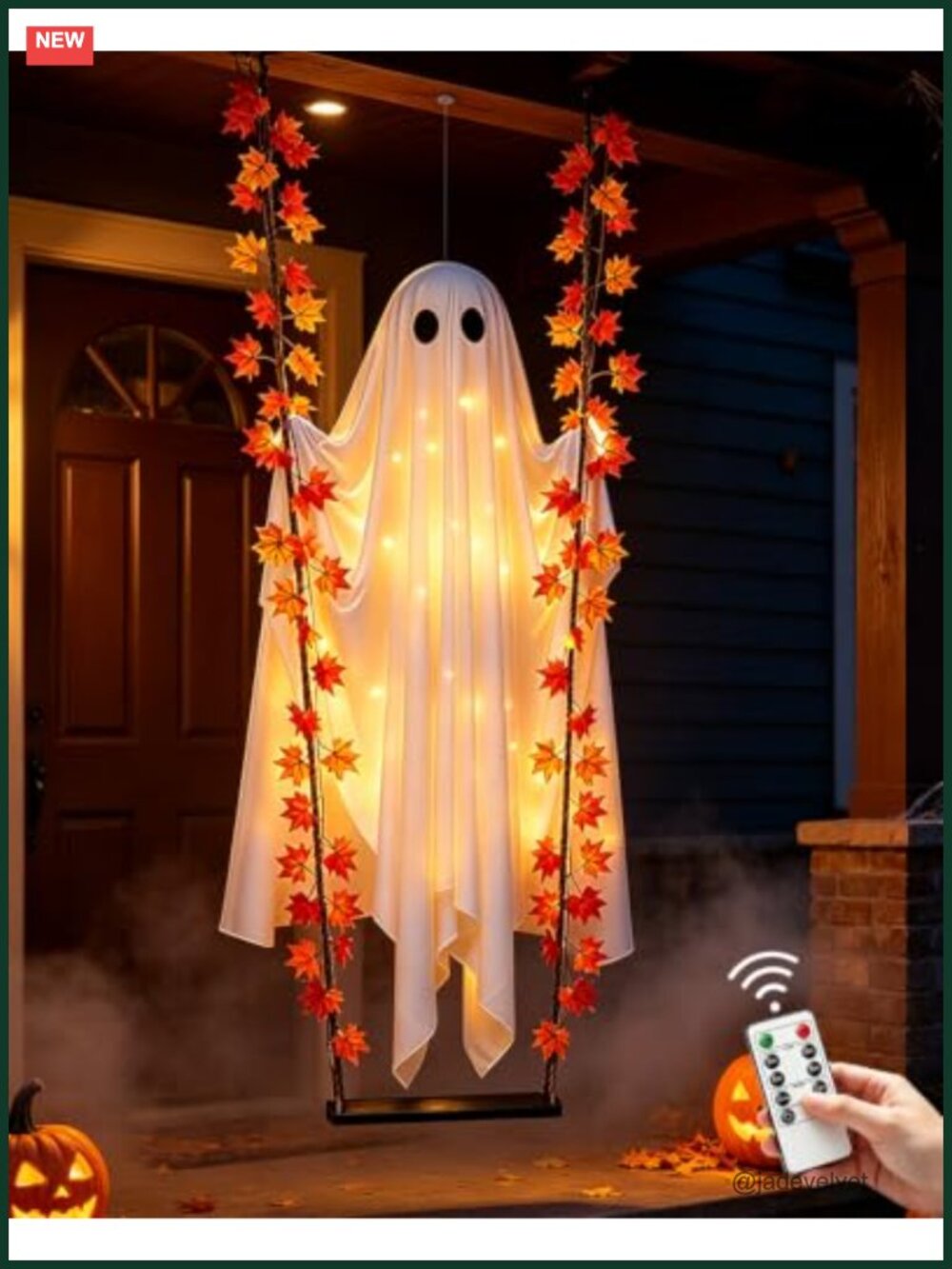 Large 6FT Swinging Ghost Halloween Decoration Light Up Hanging Ghost